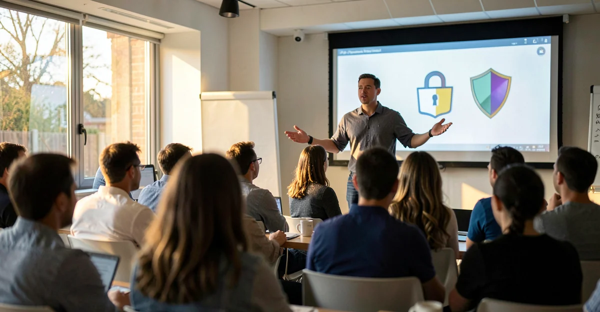 Team in cybersecurity training session - security awareness workshop