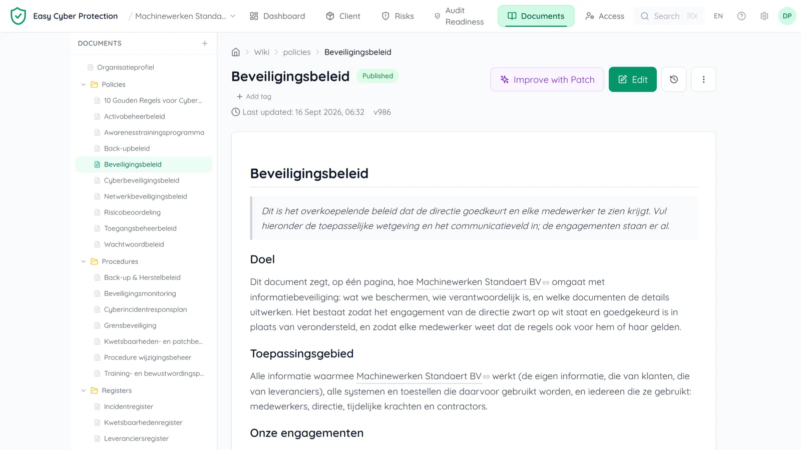 Policies and procedures are generated, versioned, and published, awaiting your review and approval.